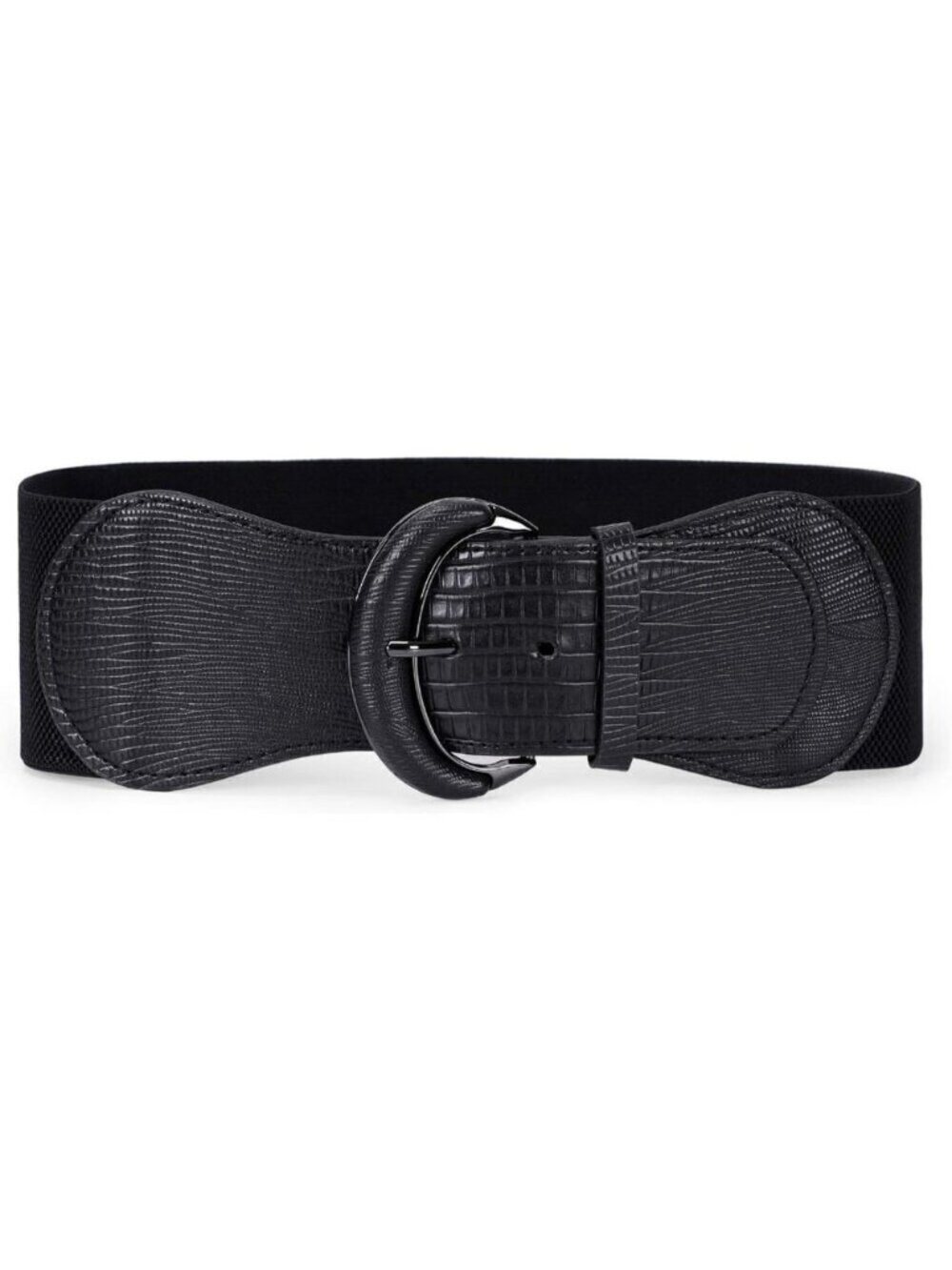 🆕Women Black Polyurethane Leather Stretchy Wide Waist Belt Elastic Hook Buckle